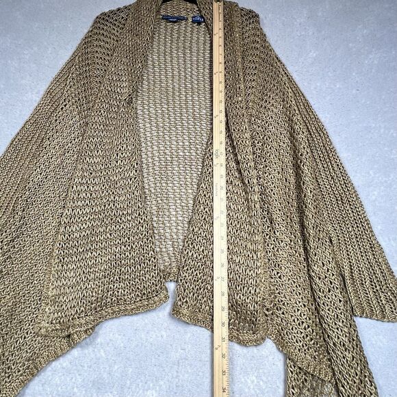 Ralph Lauren Sweater X-Large Brown Linen Open Front Shawl Cardigan Long Line - Picture 10 of 13